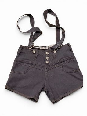 Women’s Light Black Suspender Shorts with Button Front,Slim fit, Size 28